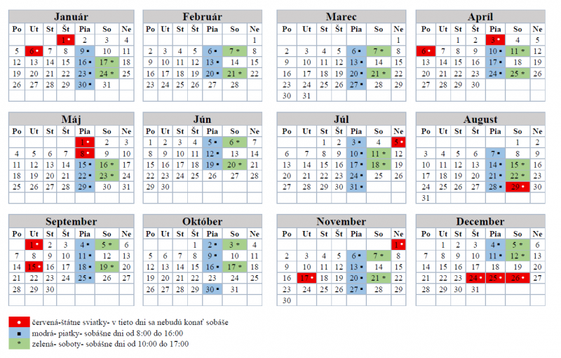 Sobášne dni rok 2026