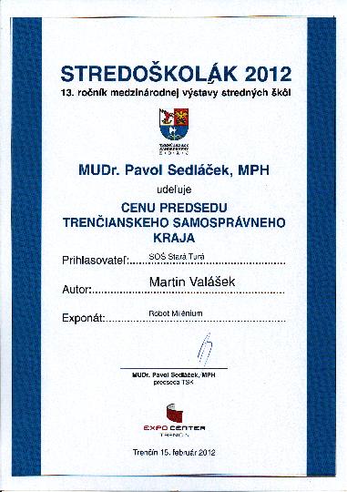 Úspech SOŠ na výstave STREDOŠKOLÁK 2012 v Trenčíne