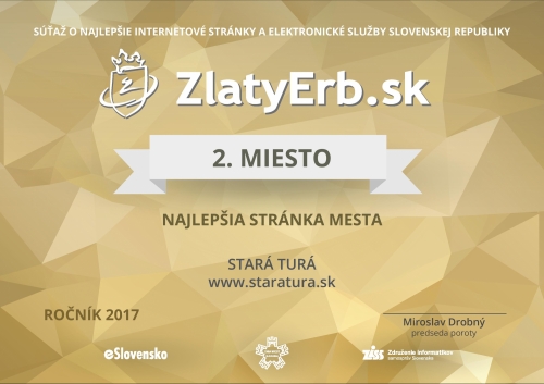 Ocenie v súťaži ZlatyErb.sk 2017 - 2. miesto pre mesto Stará Turá