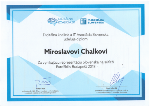 Diplom od Digitálnej koalície a IT Asociácie Slovenska