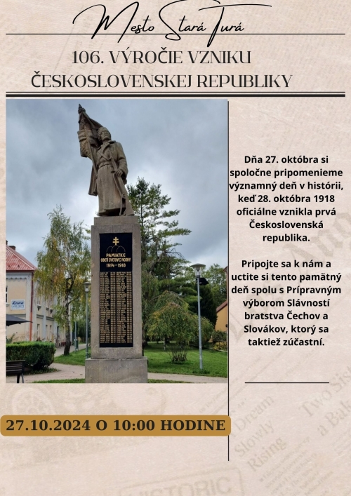 106. Výročie vzniku Československej republiky